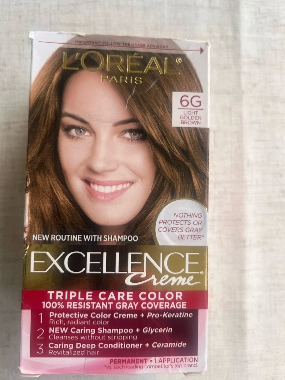 Loreal Excellence Creme Hair Color 6G Light Golden Brown + Pantene Rescue Shots - Picture 2 of 5